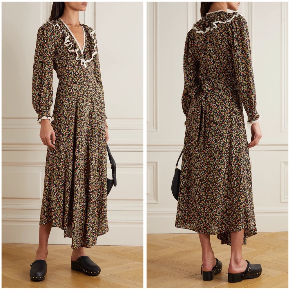 DÔEN Eugenie Deep V-Neck Floral Maxi Dress NWT